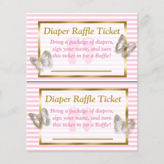Roze en goudvlinder Baby shower - luieraffle Flyer (Voorkant)
