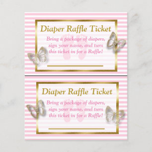 Roze en goudvlinder Baby shower - luieraffle Flyer