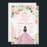 Roze en goudvlinder Charra Mis Quince Kaart<br><div class="desc">Pink and Gold Butterfly Charra Mis Quince Invitation Mis Quince Anos,  15e verjaardag</div>