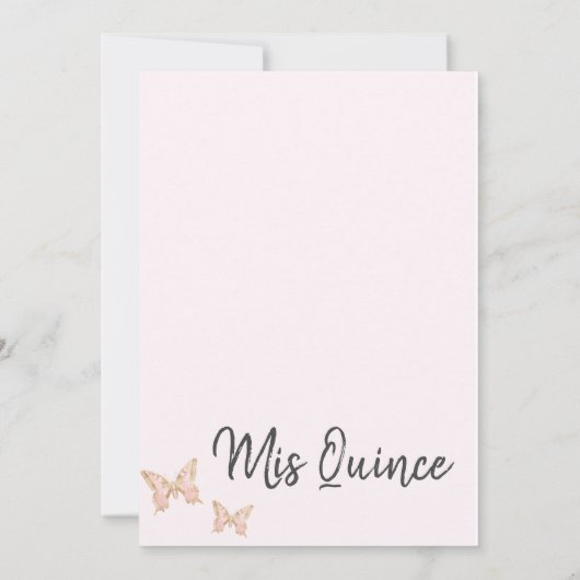Roze en goudvlinder Quinceanera Uitnodiging (Achterkant)