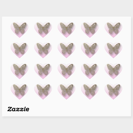 Roze en goudvlinder Stickers (Vel)