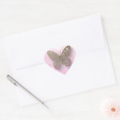 Roze en goudvlinder Stickers (Envelop)