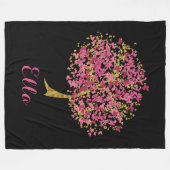 Roze en goudvlinderboom fleece deken (Voorkant (Horizontaal))