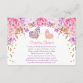 Roze en goudvlinderdouchetussenvoegsels informatiekaartje (Voorkant)