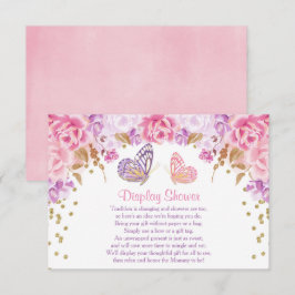 Roze en goudvlinderdouchetussenvoegsels informatiekaartje
