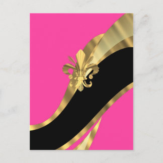 Roze en goudvloour de lys briefkaart