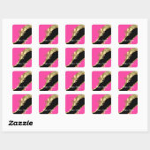 Roze en goudvloour de lys vierkante sticker (Vel)