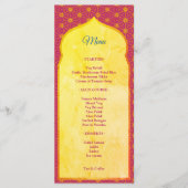 Roze en goudvormende grens Indische bruiloft Menu (Voorkant)