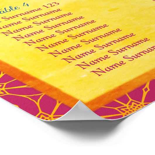 Roze en goudvormende grens Indische trouwschuimbo Poster (Hoek)