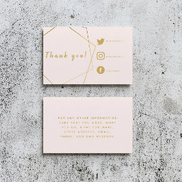 Roze en goudvormig Sociale Links Invoegen Kaart. Informatiekaartje