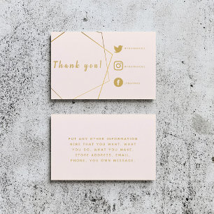 Roze en goudvormig Sociale Links Invoegen Kaart. Informatiekaartje