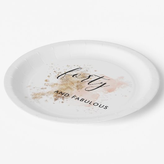 Roze en goudvrouw 40e verjaardag papieren bordje (Gekanteld)