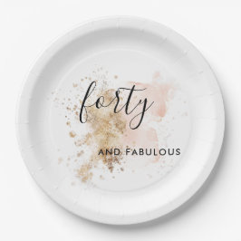 Roze en goudvrouw 40e verjaardag papieren bordje