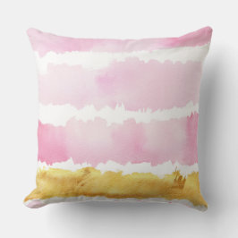 Roze en goudWaterverf Striped Sierkussen