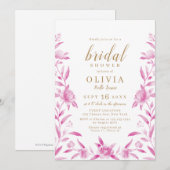 Roze en goudwaterverf vrijgezellenfeest kaart (Voorkant / Achterkant)