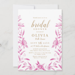 Roze en goudwaterverf vrijgezellenfeest kaart