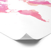 Roze en goudWaterverf Wereldkaart Poster (Hoek)