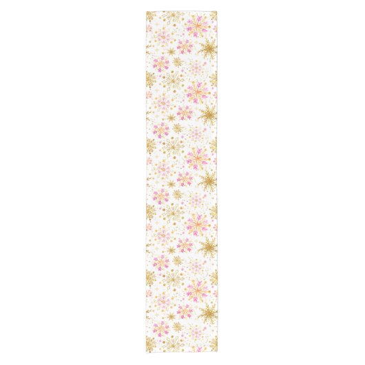 Roze en goudwintersopflakken korte tafelloper (Voorkant)