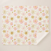 Roze en goudwintersopflakken sherpa deken (Voorkant (horizontaal))