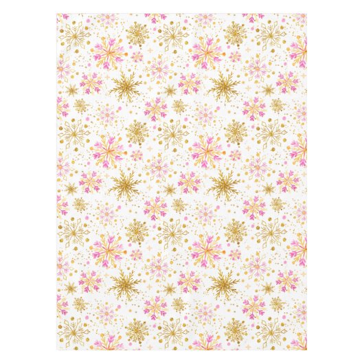 Roze en goudwintersopflakken tafelkleed (Voorkant)