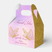 Roze en goudwitte Baby shower voor vlinder Bedankdoosjes (Achterkant)