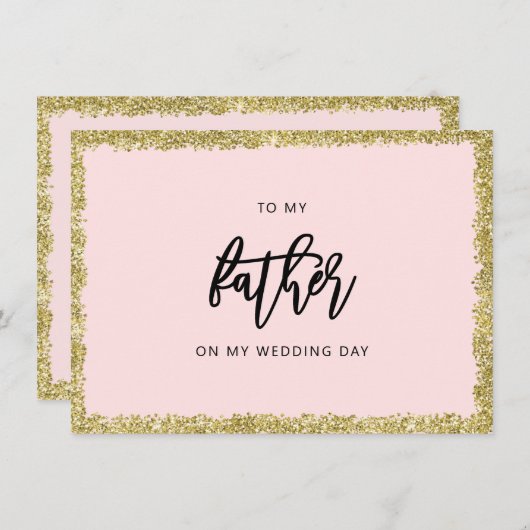 Roze en goudzand naar mijn vaders trouwkaart kaart (Voorkant / Achterkant)