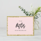 Roze en goudzand naar mijn vaders trouwkaart kaart (Staand voorkant)