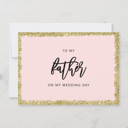 Roze en goudzand naar mijn vaders trouwkaart kaart (Voorkant)