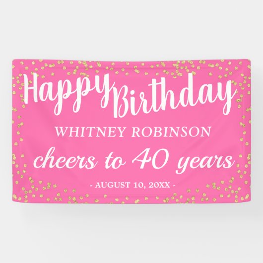  roze en goudzand spandoek (Horizontaal)