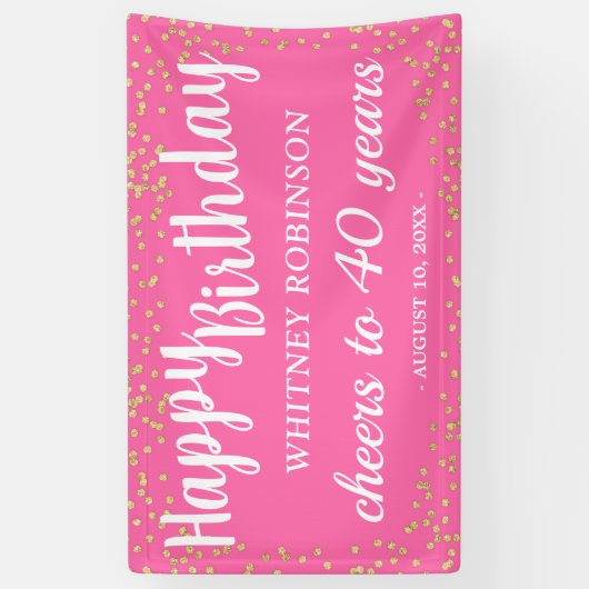  roze en goudzand spandoek (Verticaal)