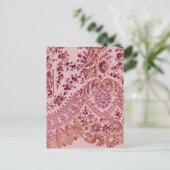 Roze en goudzijde briefkaart (Staand voorkant)