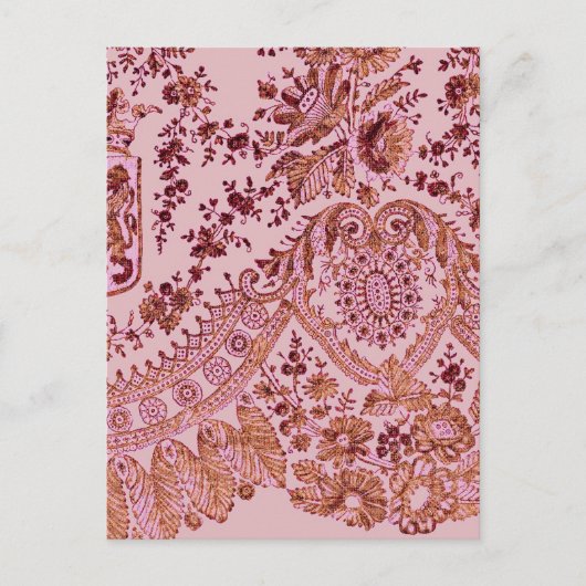 Roze en goudzijde briefkaart (Voorkant)