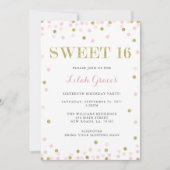 Roze en goudzoete 16-daagse uitnodigingen (Voorkant)