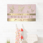 Roze en goudzoete 16-jarige verjaardag spandoek (Insitu)