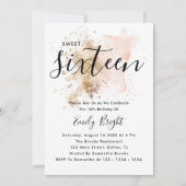 Roze en goudzoete 16 uitnodigingen 16e verjaardag (Voorkant)