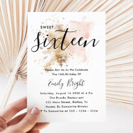 Roze en goudzoete 16 uitnodigingen 16e verjaardag