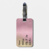 Roze en goudzout - Monogram Bagagelabel (Achterkant verticaal)