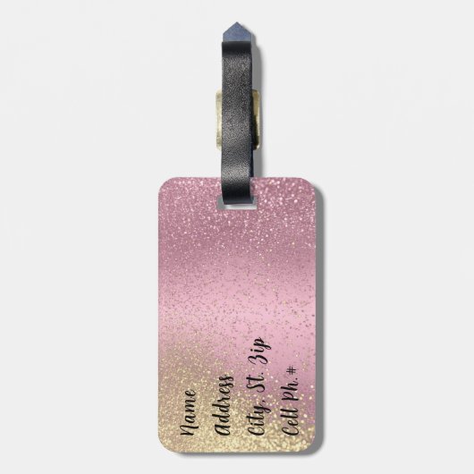 Roze en goudzout - Monogram Bagagelabel (Achterkant verticaal)