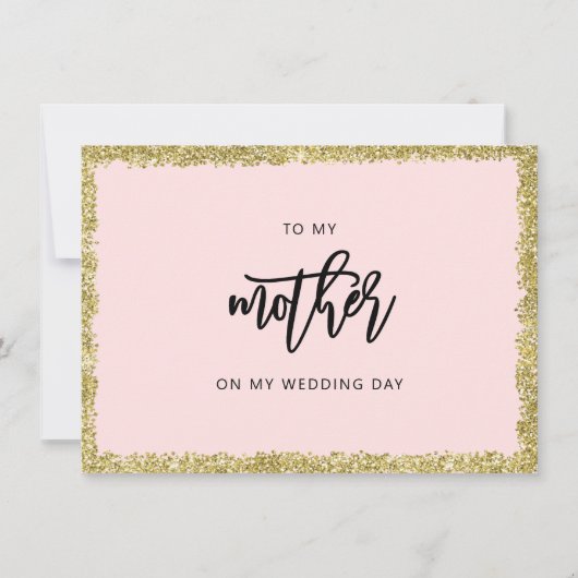 Roze en goudzout naar mijn moeder trouwkaart kaart (Voorkant)