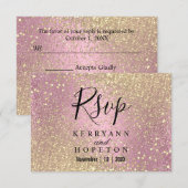 Roze en goudzout - RSVP Kaartje (Voorkant / Achterkant)