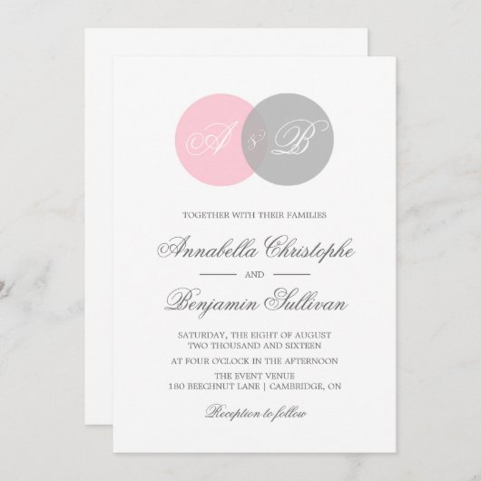 Roze en Gray Venn Diagram Weddenschap Kaart (Voorkant / Achterkant)
