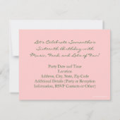 Roze en Green Artsy Sweet Sixteen-uitnodiging Kaart (Achterkant)