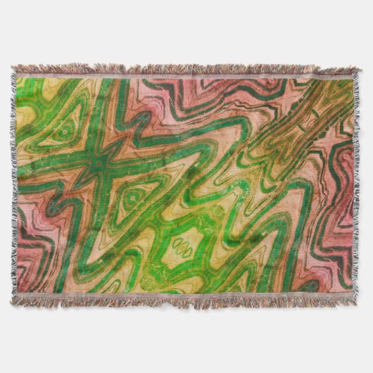 Roze en Green Boho Chic Abstract Deken (Voorkant)