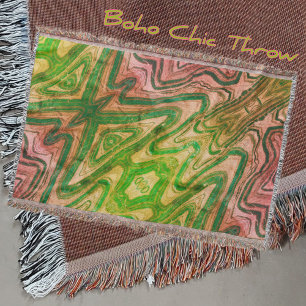 Roze en Green Boho Chic Abstract Deken