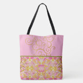 Roze en Green Chic Fun Canvas tas (Achterkant)