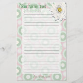 Roze en Green Daisy Personal Stationery Briefpapier (Voorkant)