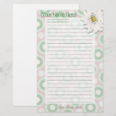 Roze en Green Daisy Personal Stationery Briefpapier (Voorkant / Achterkant)