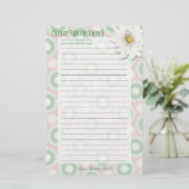 Roze en Green Daisy Personal Stationery Briefpapier (Staand voorkant)