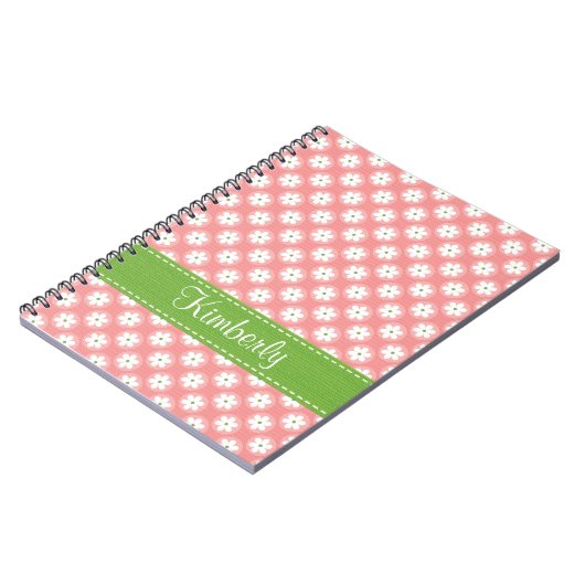 Roze en Green Daisy Spiral Notebook Journal Notitieboek (Linkerzijde)