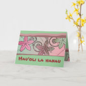 Roze en Green Hawaiian Happy Birthday Card Kaart (Gele Bloem)